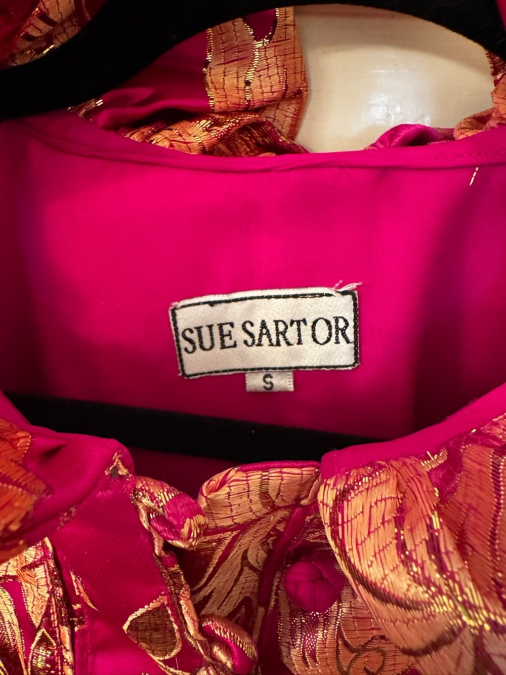 Sue Sartor Fairfield Mini Dress Hot Pink Gold Brocade Size Small NWOT - Picture 5 of 5